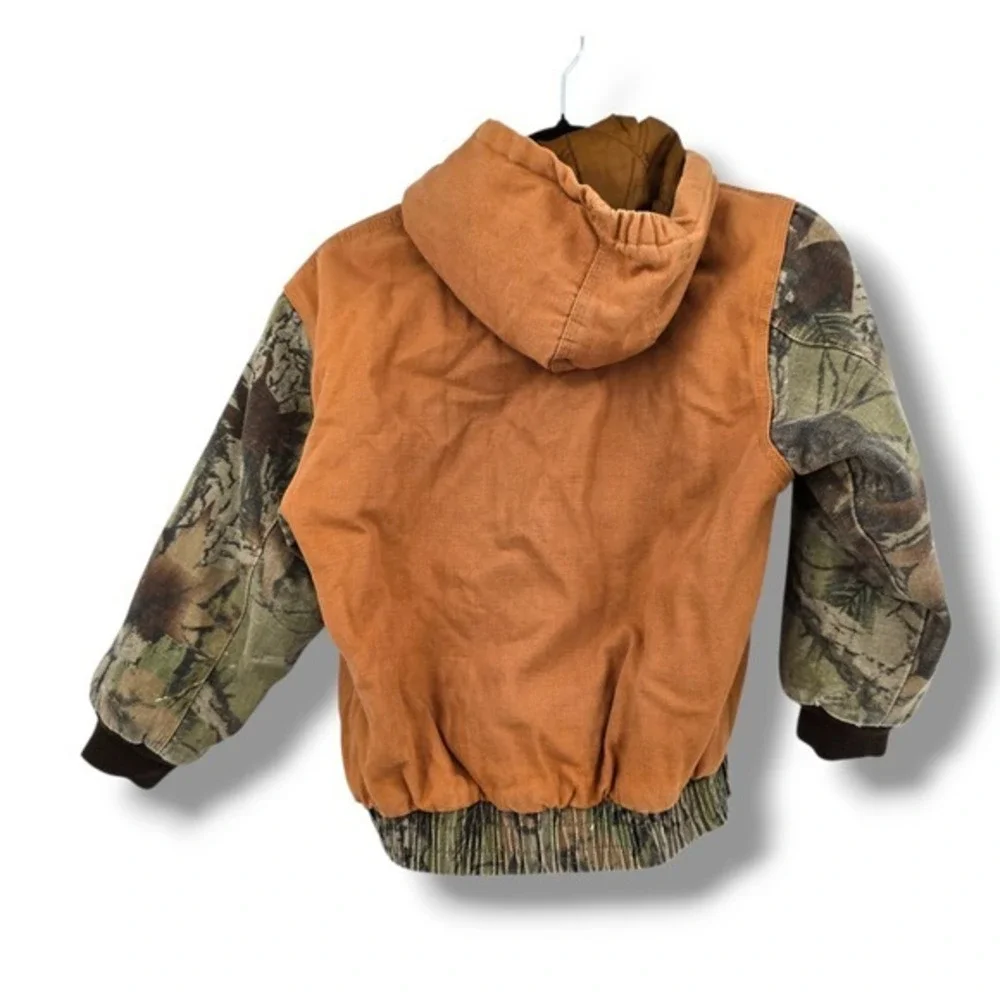 Outdoor Habitat Hooded‎ Jacket Canvas Camo Hunting Outdoors Full Zip Warm Kids